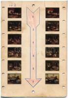 cca 1970 24 db mese negatív, firkált, foltos kartonon (2x12 db), 2x2 cm