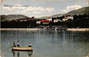 1912 Novi Vinodolski, Novi, Novoga; Hotel Lisanj sa kupalistem / hotel and beach (EK)