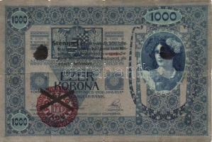 1902. 1000K "Deutschösterreich" fny-sal (4x) + piros "Magyarország" körbélyegzőv...