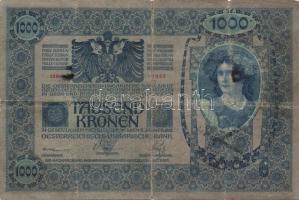 1902. 1000K "Deutschösterreich" fny-sal (4x) + piros "Magyarország" körbélyegzőv...