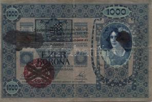 1902. 1000K "Deutschösterreich" fny-sal (4x) + piros "Magyarország" körbélyegzőv...