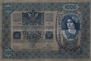 1902. 1000K "Deutschösterreich" fny-sal (4x) + piros "Magyarország" körbélyegzőv...