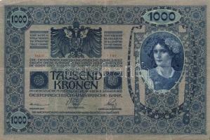 1902. 1000K "Deutschösterreich" fny-sal (4x) + piros "Magyarország" körbélyegzőv...