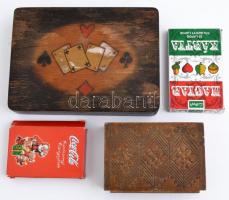 Egy cipősdoboznyi játékkártya, egész és hiányos paklikkal