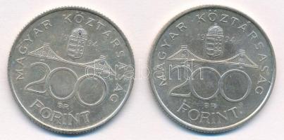 1994. 200Ft Ag "Deák" (2x) T:1- patina Adamo F13.1