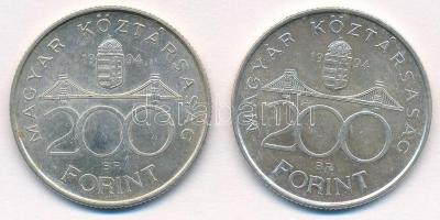 1994. 200Ft Ag "Deák" (2x) T:1- patina Adamo F13.1