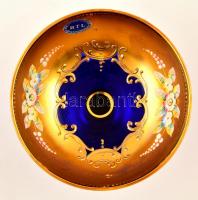 RTL csehszlovák talpas kehely, plasztikus díszítéssel, kézzel festett, hibátlan, jelzett, m: 11,5 cm...