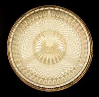 Hármas kínáló, fém tálcában, d: 22 és 23 cm