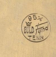 Jelzett ón korsó és spiáter csészetartó, m: 11 és 10 cm