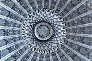 Bohemia jelzett csehszlovák ólomkristály tál, csiszolt, hibátlan, eredeti dobozában,  d: 27 cm