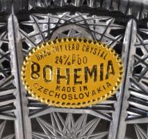 Bohemia jelzett csehszlovák ólomkristály tál, csiszolt, hibátlan, eredeti dobozában,  d: 27 cm