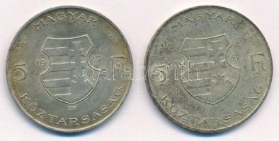 1947. 5Ft Ag "Kossuth" (2x) T:2 patina Adamo F8.1
