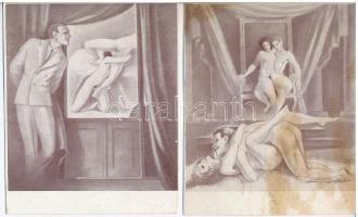 5 db RÉGI pornográf művészlap (nem képeslap) / 5 pre-945 pornographic art cards (non Postcards)