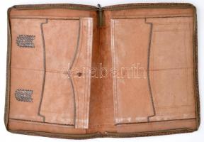 Krokodilbőr jegyzettáska, kopott, 38×29 cm