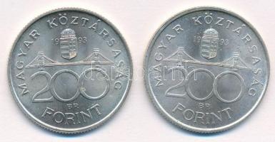 1993. 200Ft Ag "MNB" (2x) T:1- Adamo F13