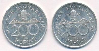 1992. 200Ft Ag "MNB" (2x) T:1- Adamo F13