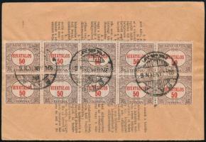 1924 Hivatalos 50 korona 10 blokk, okmány részleten