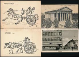 Kis vegyes papírrégiség tétel, képeslapok, pecsétlenyomat, betétkönyv