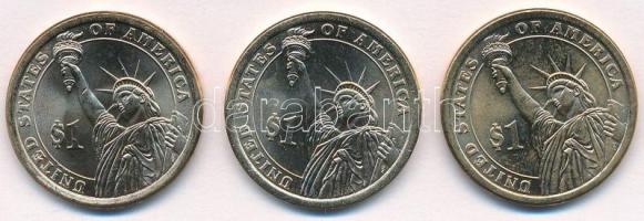 Amerikai Egyesült Államok 2009D-2015P 1$ "Elnökök" sorozat (3xklf) egyik átragasztva &quot...