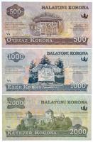 2012. 500K "Balatoni Korona" helyi pénz, "000000" sorszámmal + 2012. 1000K "...