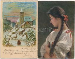 123 db régi vegyes motívum és üdvözlő képeslap / Old tematic and greeting postcards, 123 pcs