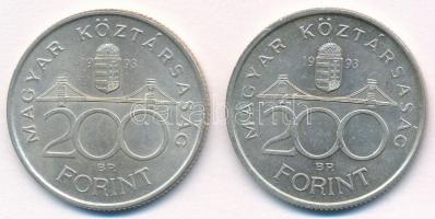 1993. 200Ft Ag "MNB" (2x) T:1- Adamo F13