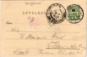 1900 "Visegrád" gőzüzemű oldalkerekes személyhajó Visegrádnál a Salamon tornyánál és a vár...