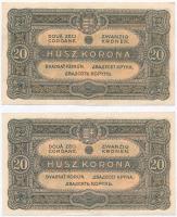 1920. 20K (2x) sorszámok közt pont, közeli sorszámok T:I-,II