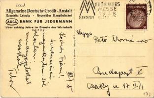 Leipzig, Allgemeine Deutsche Credit-Anstalt, Glass & Tuscher / bank advertisement, artist signed...