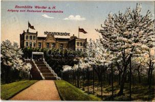 Werder, Hotel und Restaurant Bismarckshöhe, Baumblüte / hotel advertisement, tree blossoms (Rb)