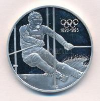 Ausztria 1995. 200Sch Ag Olimpia Centenáriuma - Síelés T:PP ujjlenyomat Austria 1995. 200 Schilling Ag Olympic Centenary - Skiing C:PP fingerprint Krause KM#3027