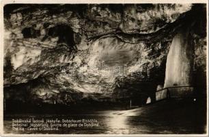 1930 Dobsina, Dobschau; Dobsinská ladová jaskyna / Dobschauer Eishöhle / Dobsinai jégbarlang, gleccser a bűvészsarokkal / ice caves of Dobsiná, interior, glacier with the magic corner