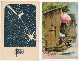 16 db RÉGI üdvözlő motívum képeslap / 16 pre-1945 greeting motive postcards