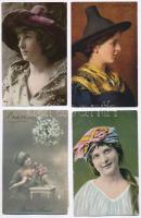 6 db RÉGI hölgyek motívumlap / 6 pre-1945 lady motive postcards