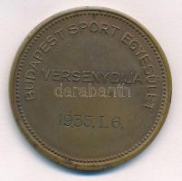 1935. Budapest Sport Egyesület versenydíja kétoldalas Br díjérem (40mmm) T:1-