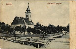 1921 Aszód, Római katolikus templom, gémes kút (EK)