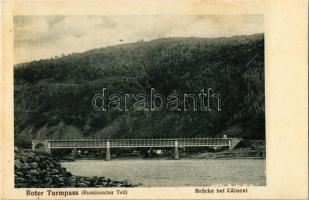 Vöröstoronyi-szoros, Roterturmpass, Pasul Turnu Rosu; Rumänischer Teil, Brücke bei Caineni / híd. Kunstanstalt Jos. Drotleff Nr. 316. / bridge (EB)