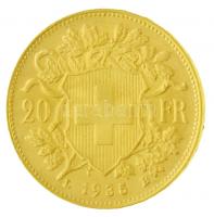 Svájc 1935L-B 20Fr "Helvetia" (6,47g/0.900) T:1- 
Switzerland 1935L-B 20 Francs "Hel...