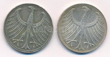 NSZK 1951J 5M Ag + 1974D 5M Ag T:2
FRG 1951J 5 Mark Ag + 1974D 5 Mark Ag C:XF