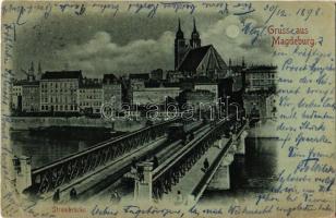 1898 Magdeburg, Strombrücke / bridge, church (EK)