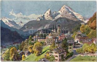 Berchtesgaden, Kunstverlag Eugen Richter / general view, church s: Compton