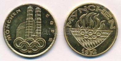 Csúcs Viktória (1934-1993) / KD 1972. München Olimpia aranyozott fém emlékérem (32 mm) + KD München Olimpia aranyozott fém emlékérem (32 mm) T:1-,2 patina