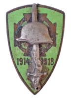 1936. Országos Frontharcos Szövetség zománcozott bronz gomblyukjelvénye (17x26mm) T:2,2- Hungary 1936. Hungarian Front Fighters Association enamelled button badge (17x26mm) C:XF,VF