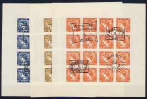 1933 9 klf színű osztrák emlékív a Merkur bélyeg képével, mindegyik 3 klf WIPA alkalmi bélyegzéssel ...