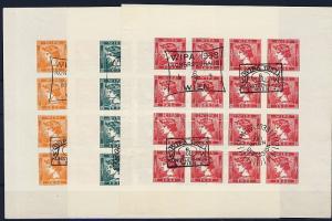 1933 9 klf színű osztrák emlékív a Merkur bélyeg képével, mindegyik 3 klf WIPA alkalmi bélyegzéssel ...