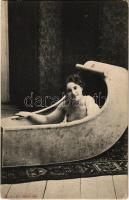 Nude lady, vintage erotic postcard. E.S.D. Serie 460. (EK)