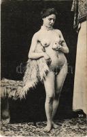 Vintage erotic nude lady. Künstler Akt-Studie (non PC) (EK)