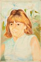 Kontuly jelzéssel: Női portré. Olaj, vászon, foltos, 60×40 cm
