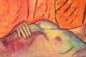 Czene jelzéssel: Női fél akt. Vegyes technika, papír, foltos, keretben, 62×47 cm