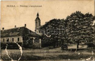 1939 Muzsla, Muzla; plébánia és templom / parish and church (felszíni sérülés / surface damage)